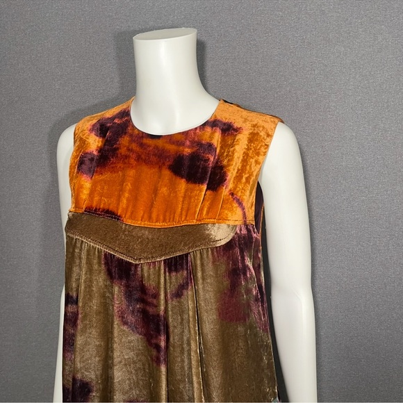 Etro Orange and Purple abstract Sleeveless velvet Mini Dress - Picture 4 of 12